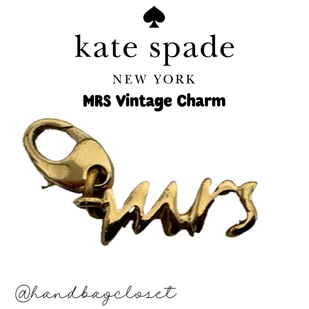 Kate Spade 12 KT Gold 'Mrs' Vintage Wedding Belles Charm (No Bracelet) - Picture 6 of 8